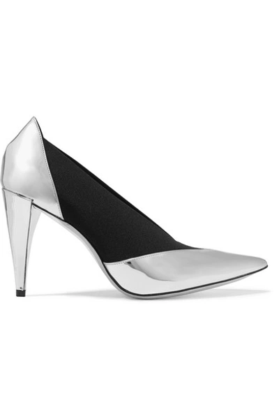 Shop Givenchy Mirrored-leather And Elastic Pumps In Silver