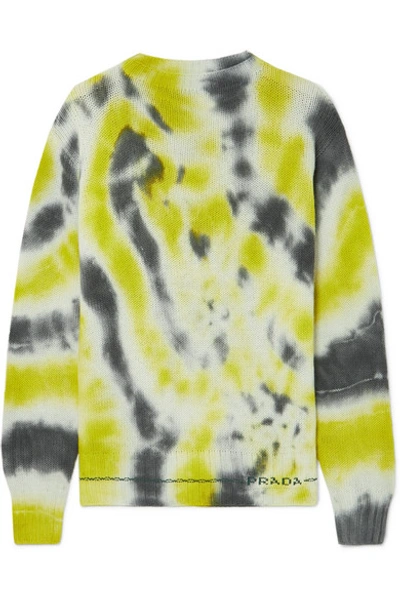 Shop Prada Tie-dyed Wool And Cashmere-blend Sweater In Green