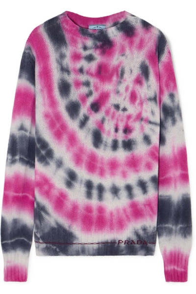 Shop Prada Tie-dyed Wool And Cashmere-blend Sweater In Pink