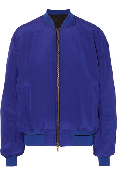 Shop Haider Ackermann Silk-crepe De Chine Bomber Jacket In Blue