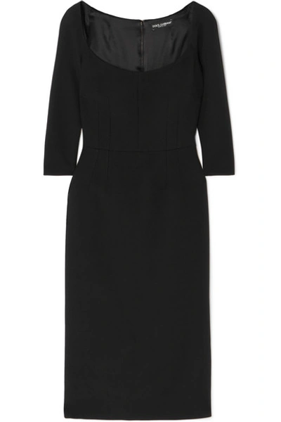 Shop Dolce & Gabbana Cady Midi Dress In Black