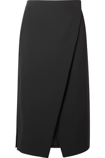Shop Beaufille Kari Pleated Twill Wrap Skirt In Black