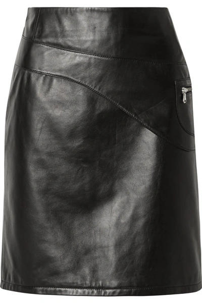 Shop Sandy Liang Blossom Paneled Leather Skirt In Black