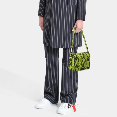 Shop Off-white Off White | Python Flap Bag In Neon Yellow Python Printed Calfskin