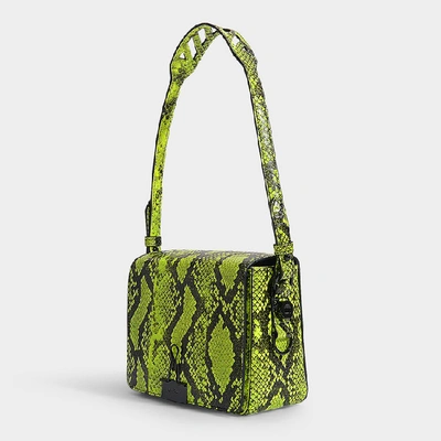 Shop Off-white Off White | Python Flap Bag In Neon Yellow Python Printed Calfskin