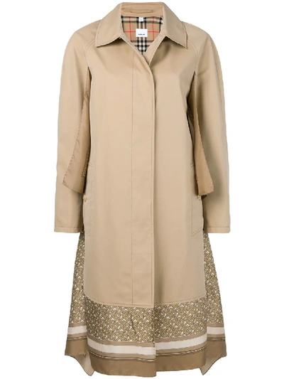 Shop Burberry Foulard Panelled Trench Coat - Neutrals