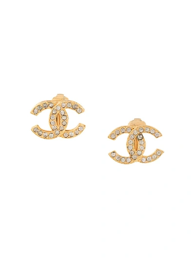 Pre-owned Chanel Cc Rhinestone Earrings