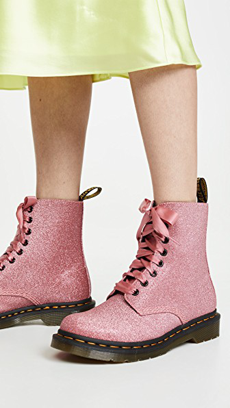 1460 pascal pink glitter boots