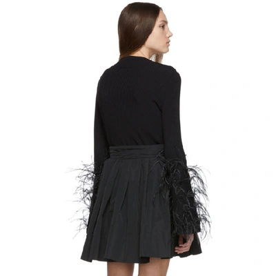Shop Valentino Black Feather Sweater In 0no Black