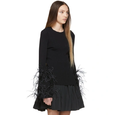 Shop Valentino Black Feather Sweater In 0no Black
