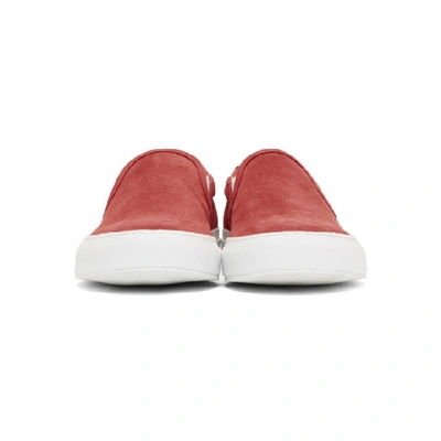 Shop Common Projects Woman By  Red Suede Slip-on Sneakers In 1039 Red