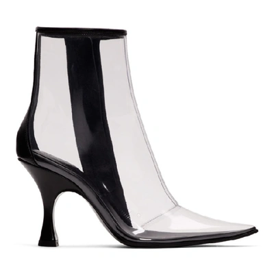 Shop Mm6 Maison Margiela Black And Transparent Pvc Ankle Boots In H6959 Black