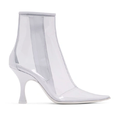 Shop Mm6 Maison Margiela White & Transparent Pvc Ankle Boots In H7417 White