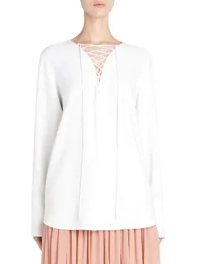 Shop Stella Mccartney Cadet Lace-up Stretch Tunic In Snow