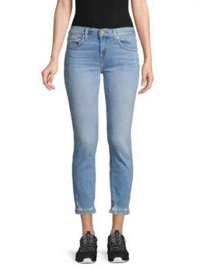 Shop 7 For All Mankind Roxanne Distressed Ankle Jeans In Cool Blue