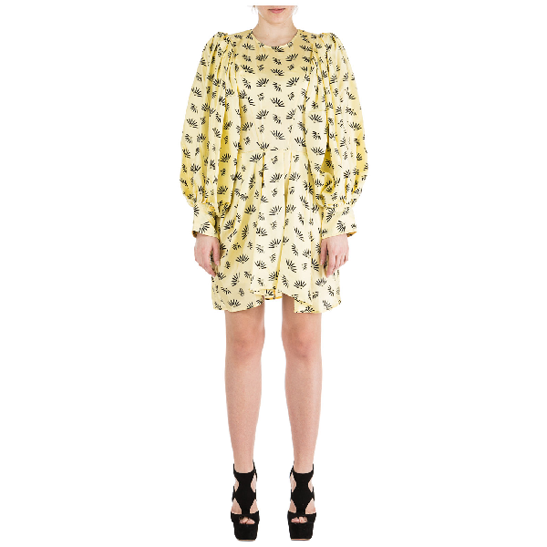 Isabel Marant Women S Short Mini Dress Long Sleeve Reone In Yellow Modesens