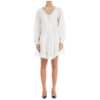 Shop Isabel Marant Women's Short Mini Dress Long Sleeve Rowina In White