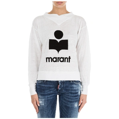 Shop Isabel Marant Étoile Women's T-shirt Long Sleeve Crew Neck Round In White