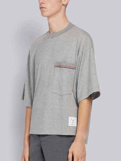 Shop Thom Browne Oversized Jersey Pocket Tee In Grey