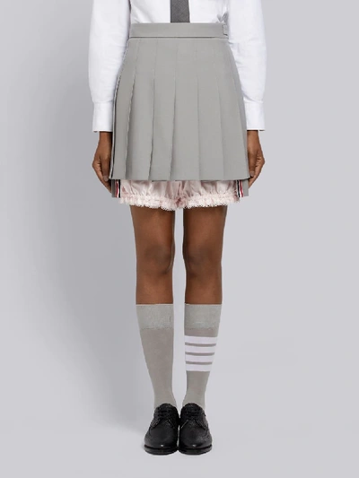 Shop Thom Browne Lace Trim Bloomer Miniskirt In Grey