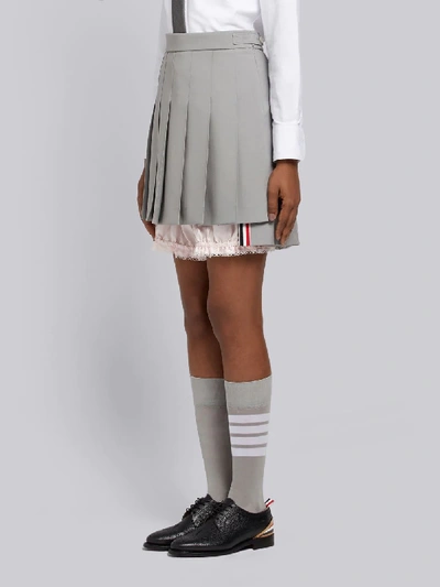 Shop Thom Browne Lace Trim Bloomer Miniskirt In Grey