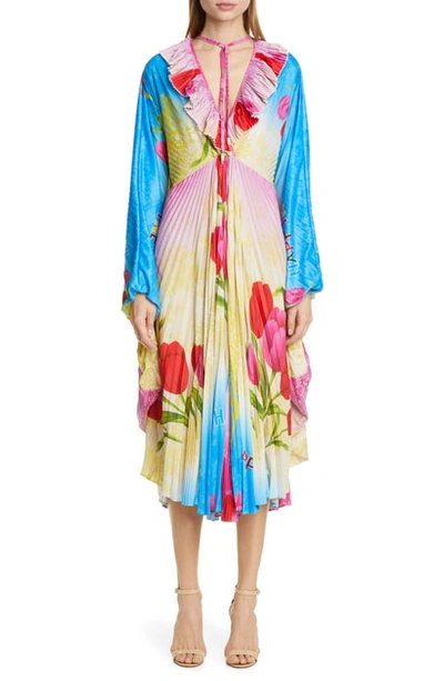 Shop Vetements Happiness Print Plisse Midi Dress