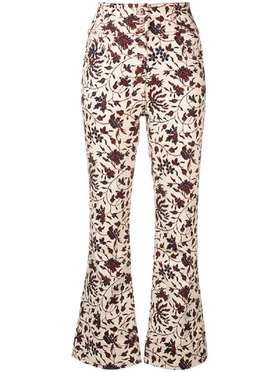 Shop Ulla Johnson Floral Print Cropped Trousers - White