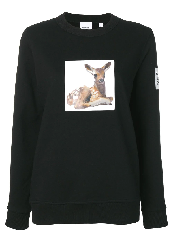 Deer Print Cotton Oversized Sweatshirt 