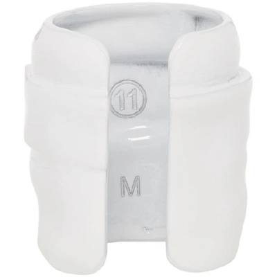 Shop Maison Margiela White Long Crumpled Ring In 101 White