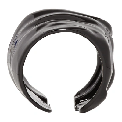 Shop Maison Margiela Black Long Crumpled Ring