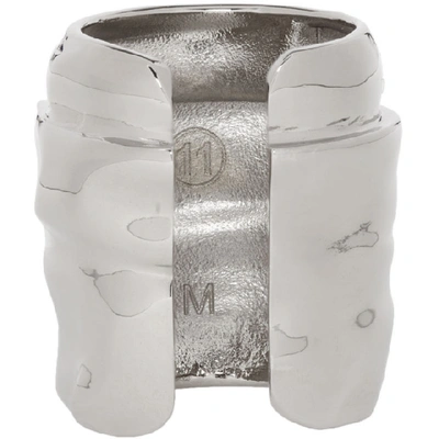 Shop Maison Margiela Silver Long Crumpled Ring In 951 Silver