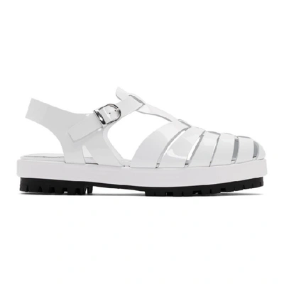 Shop Maison Margiela White Linin Strappy Sandals