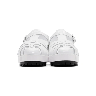 Shop Maison Margiela White Linin Strappy Sandals