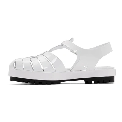 Shop Maison Margiela White Linin Strappy Sandals