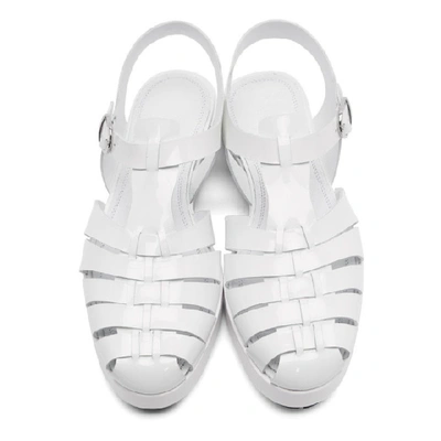 Shop Maison Margiela White Linin Strappy Sandals