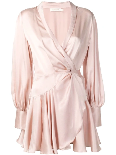 Shop Zimmermann Wrap Mini Dress - Farfetch In Pink