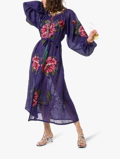 Shop Vita Kin Gypsy Queen Linen Midi Dress In Multicoloured