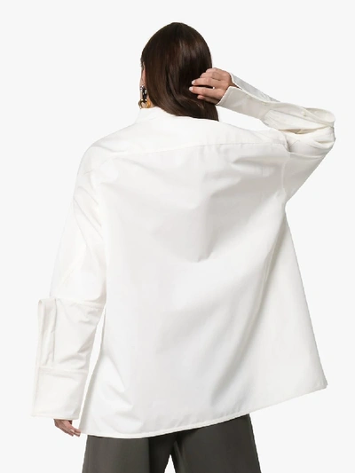 Shop Jil Sander Oversized Silk Blend Shirt In Neutrals
