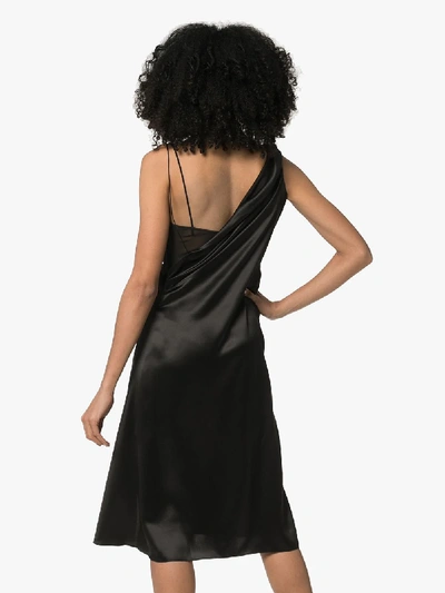 Shop Versace Donna One-shoulder Silk Midi Dress In A1008 Black