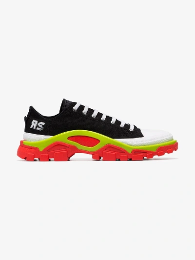 Shop Adidas Originals Adidas By Raf Simons Black Detroit Runner Contrast Sole Low Top Cotton Sneakers In Cblack/silvmt/sslime