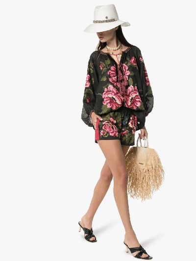 Shop Vita Kin Scent Of Summer Linen Shorts In Multicoloured
