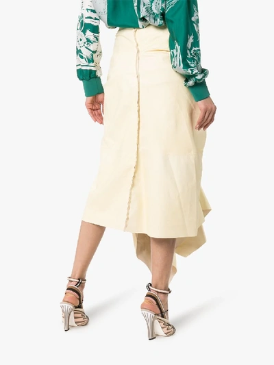 Shop Marni Wrap Detail Silk Midi Skirt In 00y08 Yellow