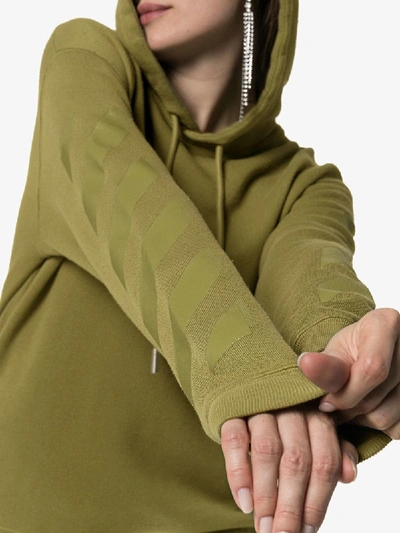 Shop Off-white Diagonal Stripe-print Cotton Hoodie In Military Green