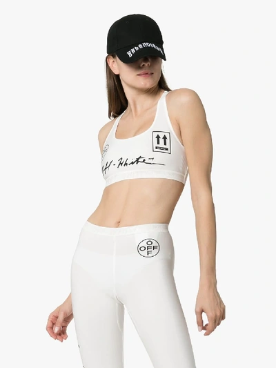 Shop Off-white Sport-bh Mit Logo-print In 0110 White/black