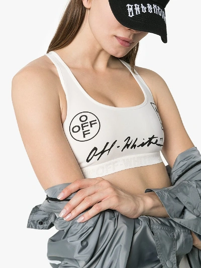 Shop Off-white Sport-bh Mit Logo-print In 0110 White/black