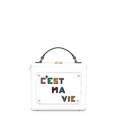 Shop Meli Melo Art Bag "c'est Ma Vie" Olivia Steele White Leather Bag For Women