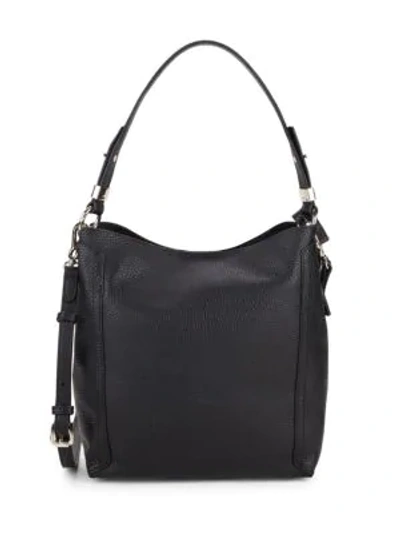 Shop Vince Camuto Small Grained Leather Hobo Bag In Black