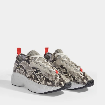 Shop Acne Studios | Manhattan Snake Print Sneakers In White Calf Leather