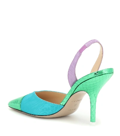 Shop Attico Leather And Moire Sandals In Multicoloured