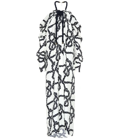 Shop Monse Printed Silk Twill Gown In White